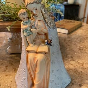 Goebel Hummel Cream and Blue Porcelain Base